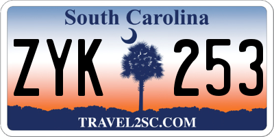 SC license plate ZYK253