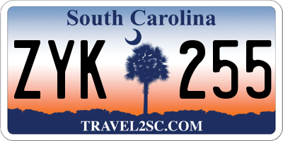 SC license plate ZYK255