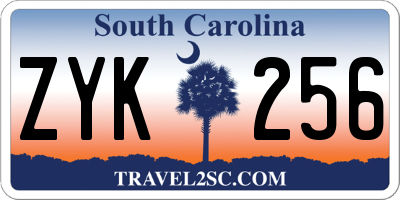 SC license plate ZYK256