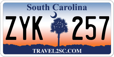 SC license plate ZYK257