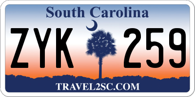 SC license plate ZYK259