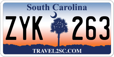 SC license plate ZYK263