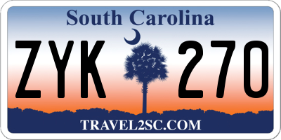 SC license plate ZYK270