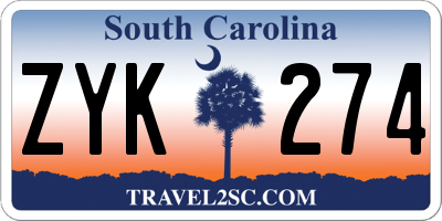 SC license plate ZYK274