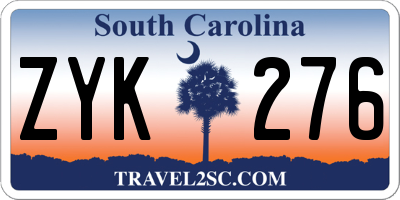 SC license plate ZYK276