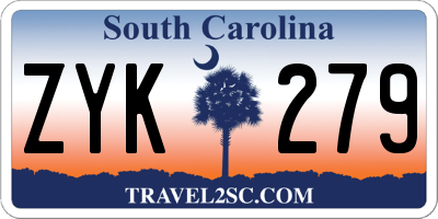 SC license plate ZYK279