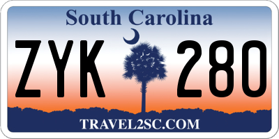 SC license plate ZYK280