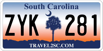 SC license plate ZYK281