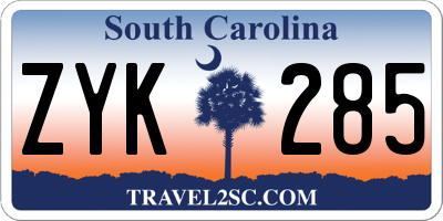 SC license plate ZYK285