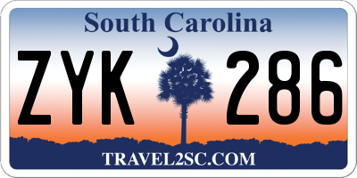 SC license plate ZYK286