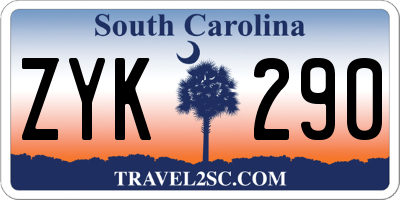 SC license plate ZYK290