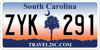 SC license plate ZYK291