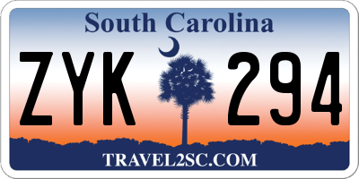 SC license plate ZYK294