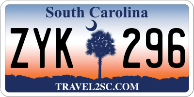 SC license plate ZYK296