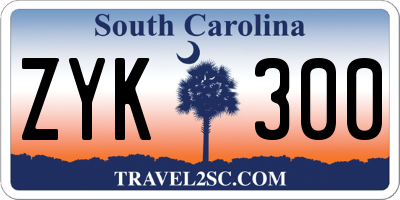 SC license plate ZYK300