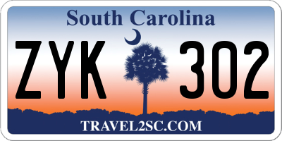 SC license plate ZYK302