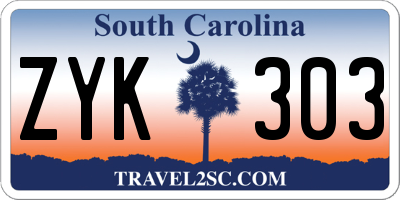 SC license plate ZYK303