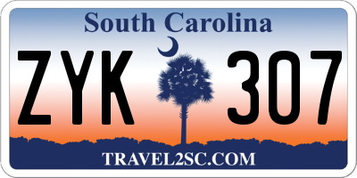 SC license plate ZYK307