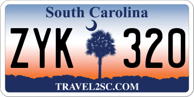 SC license plate ZYK320