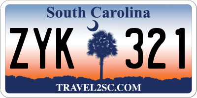 SC license plate ZYK321