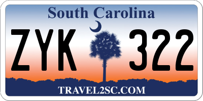 SC license plate ZYK322