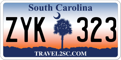 SC license plate ZYK323
