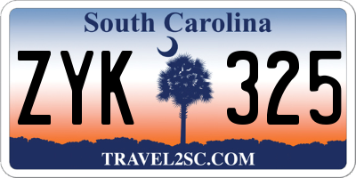 SC license plate ZYK325