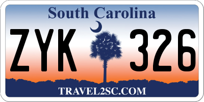 SC license plate ZYK326