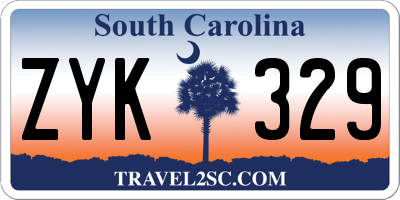 SC license plate ZYK329