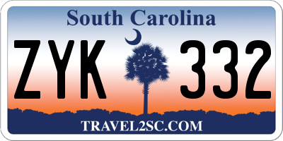SC license plate ZYK332
