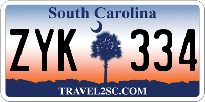 SC license plate ZYK334