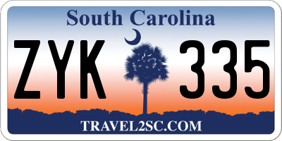 SC license plate ZYK335