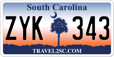 SC license plate ZYK343