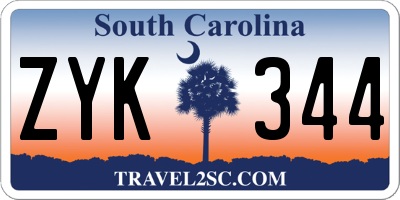 SC license plate ZYK344