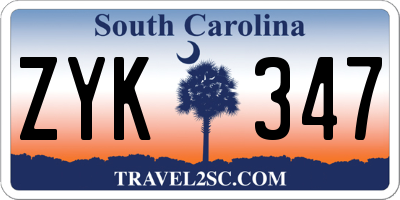 SC license plate ZYK347