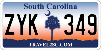 SC license plate ZYK349