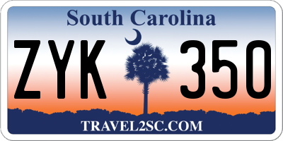 SC license plate ZYK350