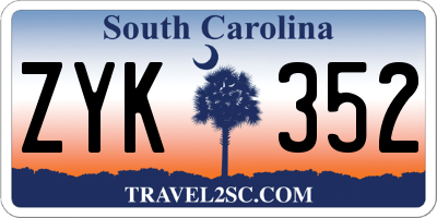 SC license plate ZYK352