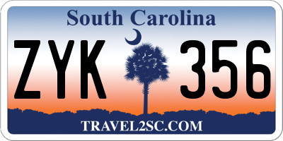 SC license plate ZYK356