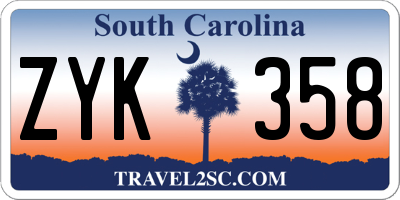 SC license plate ZYK358