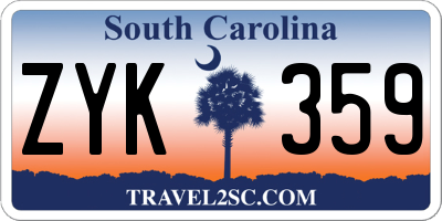 SC license plate ZYK359