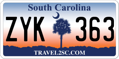SC license plate ZYK363