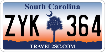 SC license plate ZYK364