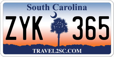 SC license plate ZYK365