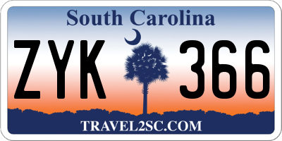 SC license plate ZYK366