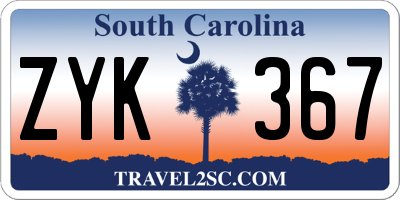 SC license plate ZYK367