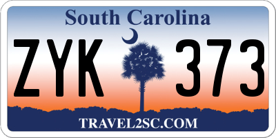 SC license plate ZYK373