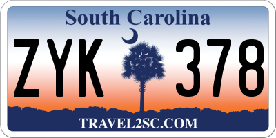 SC license plate ZYK378