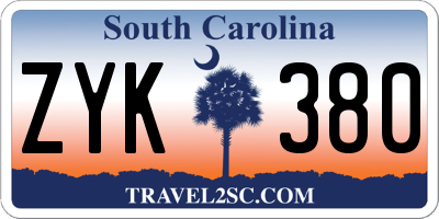 SC license plate ZYK380