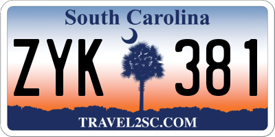 SC license plate ZYK381